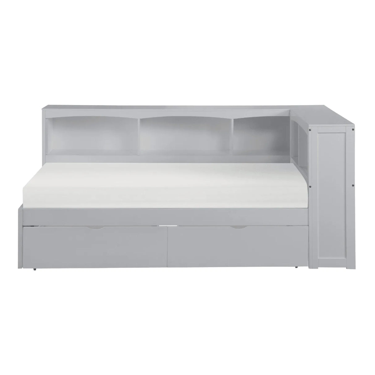 Orion Gray Twin Bookcase Corner Bed with Storage Boxes by Homelegance at Eve Furniture
