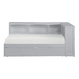 Orion Gray Twin Bookcase Corner Bed with Storage Boxes by Homelegance at Eve Furniture