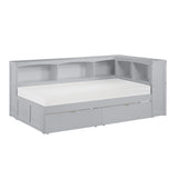 Orion Gray Twin Bookcase Corner Bed with Storage Boxes by Homelegance at Eve Furniture