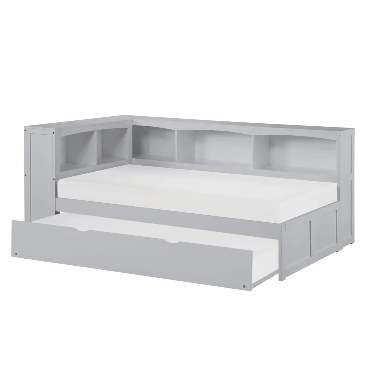 Orion Gray Twin Bookcase Corner Bed with Twin Trundle by Homelegance at Eve Furniture