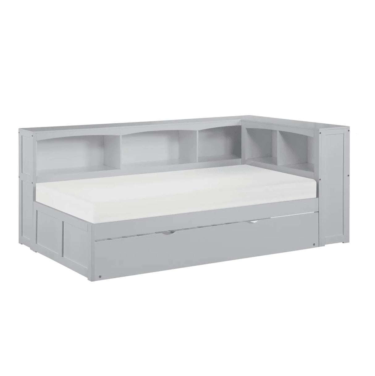 Orion Gray Twin Bookcase Corner Bed with Twin Trundle by Homelegance at Eve Furniture