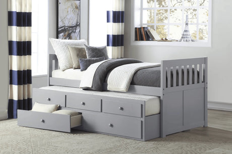 Orion Gray Twin Captains Trundle Bed by Homelegance at Eve Furniture
