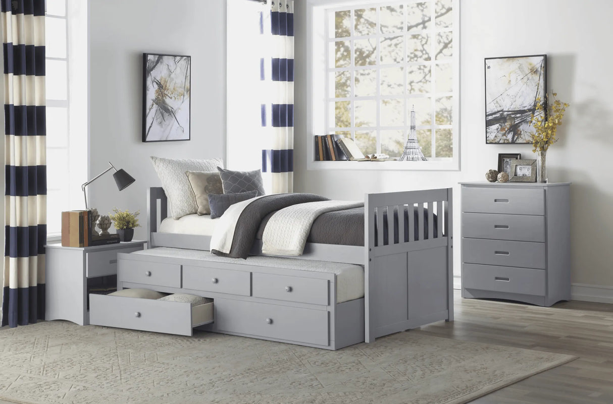 Orion Gray Twin Captains Trundle Bed by Homelegance at Eve Furniture