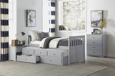 Orion Gray Twin Captains Trundle Bed by Homelegance at Eve Furniture
