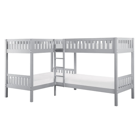 Orion Gray Twin Corner Bunk Bed by Homelegance at Eve Furniture