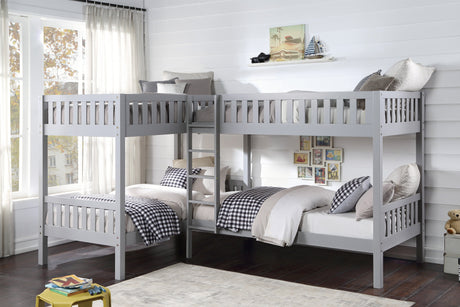Orion Gray Twin Corner Bunk Bed by Homelegance at Eve Furniture