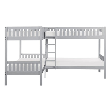 Orion Gray Twin Corner Bunk Bed by Homelegance at Eve Furniture