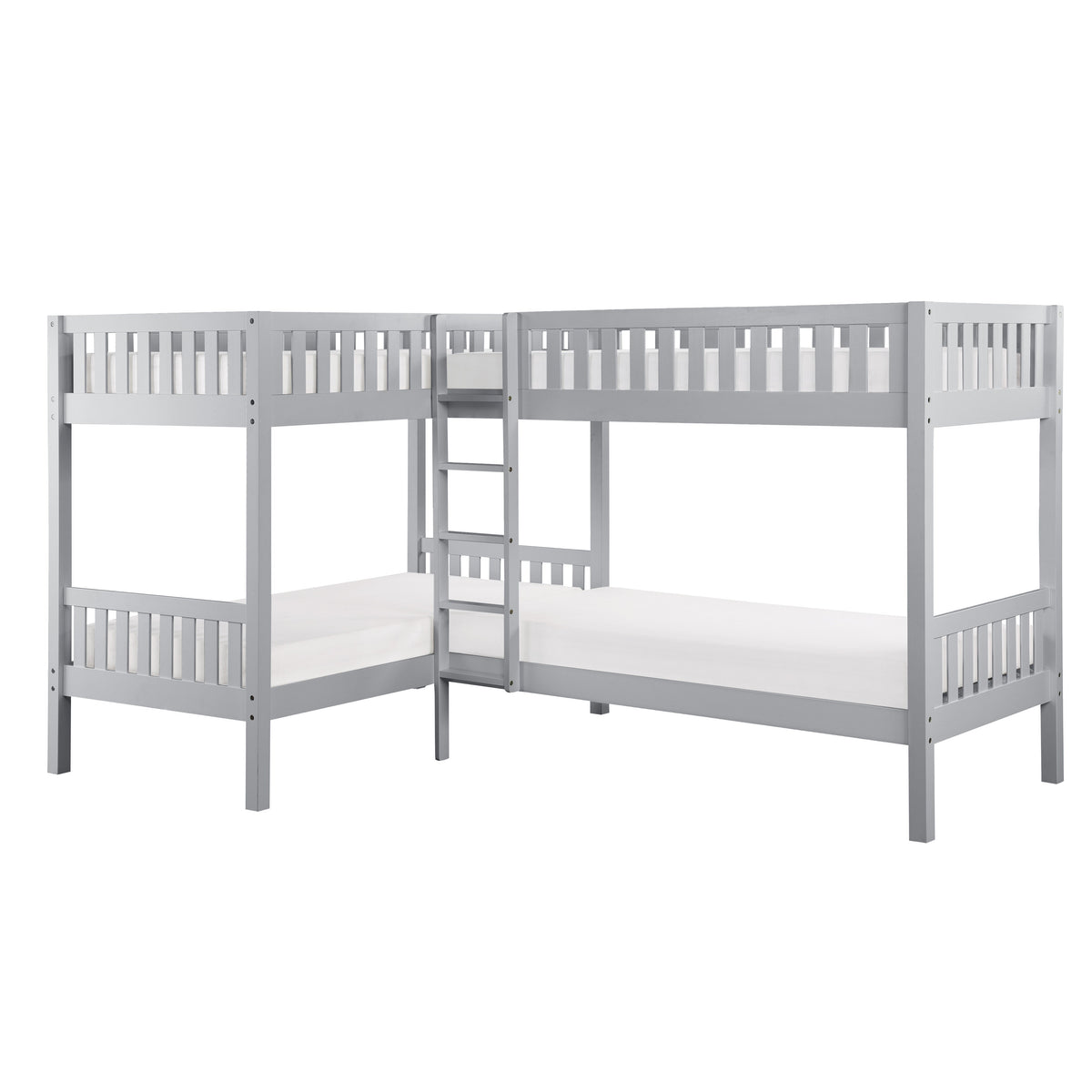 Orion Gray Twin Corner Bunk Bed by Homelegance at Eve Furniture