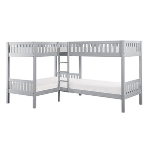 Orion Gray Twin Corner Bunk Bed by Homelegance at Eve Furniture