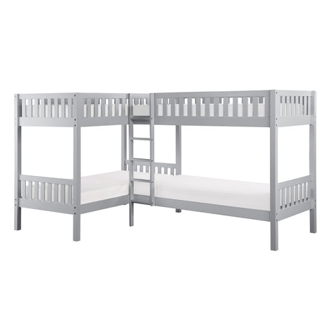 Orion Gray Twin Corner Bunk Bed by Homelegance at Eve Furniture
