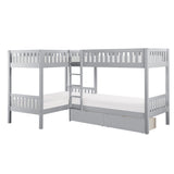 Orion Gray Twin Corner Bunk Bed with Storage Boxes by Homelegance at Eve Furniture