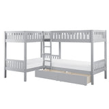 Orion Gray Twin Corner Bunk Bed with Storage Boxes by Homelegance at Eve Furniture