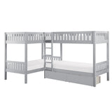 Orion Gray Twin Corner Bunk Bed with Storage Boxes by Homelegance at Eve Furniture