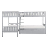 Orion Gray Twin Corner Bunk Bed with Storage Boxes by Homelegance at Eve Furniture