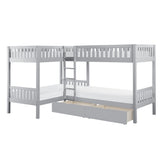 Orion Gray Twin Corner Bunk Bed with Storage Boxes by Homelegance at Eve Furniture