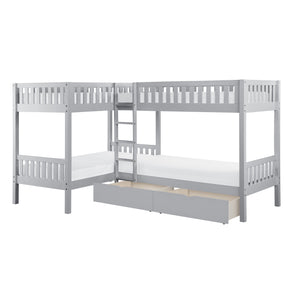 Orion Gray Twin Corner Bunk Bed with Storage Boxes by Homelegance at Eve Furniture