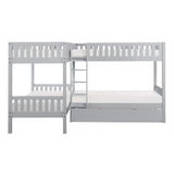 Orion Gray Twin Corner Bunk Bed with Twin Trundle by Homelegance at Eve Furniture
