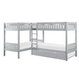 Orion Gray Twin Corner Bunk Bed with Twin Trundle by Homelegance at Eve Furniture