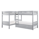 Orion Gray Twin Corner Bunk Bed with Twin Trundle by Homelegance at Eve Furniture