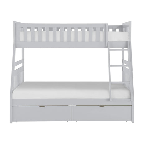 Orion Gray Twin/Full Bunk Bed with Storage Boxes by Homelegance at Eve Furniture