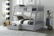 Orion Gray Twin/Full Bunk Bed with Storage Boxes by Homelegance at Eve Furniture