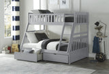 Orion Gray Twin/Full Bunk Bed with Storage Boxes by Homelegance at Eve Furniture