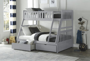 Orion Gray Twin/Full Bunk Bed with Storage Boxes by Homelegance at Eve Furniture