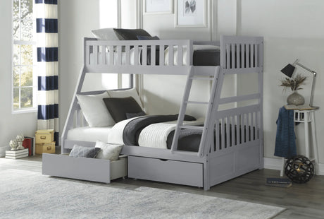 Orion Gray Twin/Full Bunk Bed with Storage Boxes by Homelegance at Eve Furniture