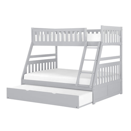 Orion Gray Twin/Full Bunk Bed with Twin Trundle by Homelegance at Eve Furniture