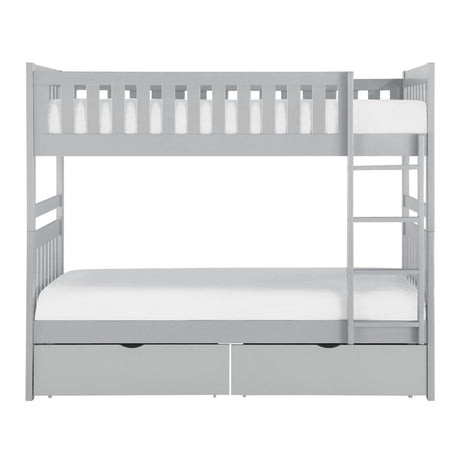 Orion Gray Twin/Twin Bunk Bed with Storage Boxes by Homelegance at Eve Furniture