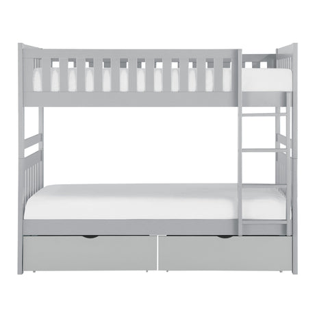 Orion Gray Twin/Twin Bunk Bed with Storage Boxes by Homelegance at Eve Furniture