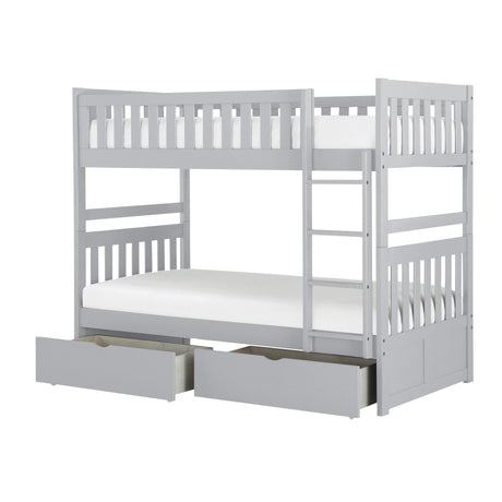 Orion Gray Twin/Twin Bunk Bed with Storage Boxes by Homelegance at Eve Furniture