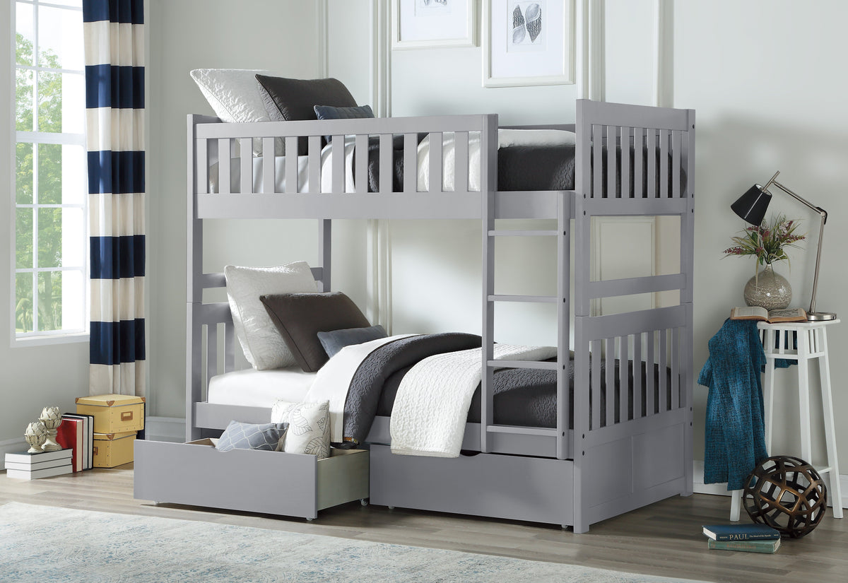 Orion Gray Twin/Twin Bunk Bed with Storage Boxes by Homelegance at Eve Furniture