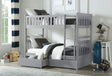 Orion Gray Twin/Twin Bunk Bed with Storage Boxes by Homelegance at Eve Furniture