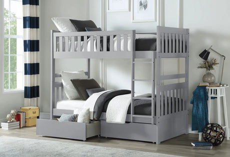 Orion Gray Twin/Twin Bunk Bed with Storage Boxes by Homelegance at Eve Furniture