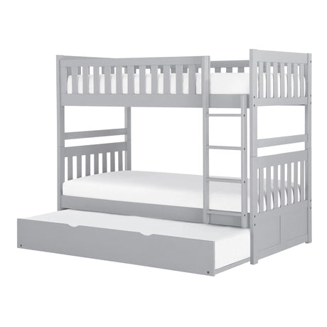 Orion Gray Twin/Twin Bunk Bed with Twin Trundle by Homelegance at Eve Furniture