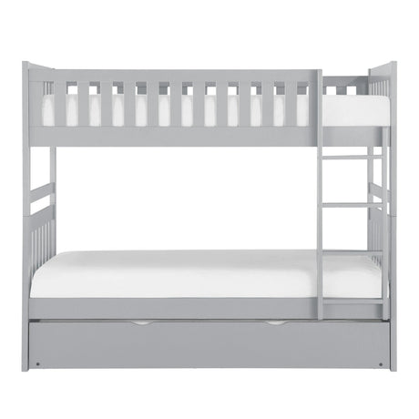 Orion Gray Twin/Twin Bunk Bed with Twin Trundle by Homelegance at Eve Furniture