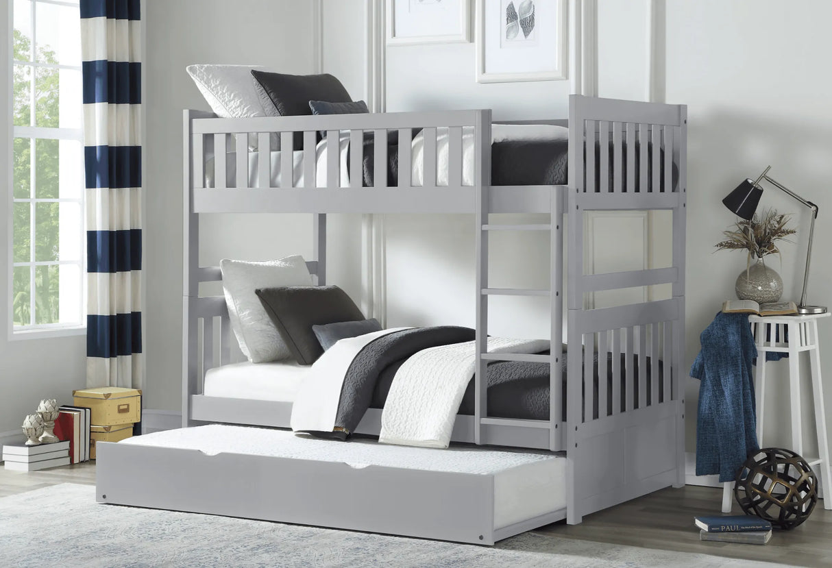Orion Gray Twin/Twin Bunk Bed with Twin Trundle by Homelegance at Eve Furniture