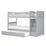 Orion Gray Twin/Twin Step Bunk Bed with Twin Trundle by Homelegance at Eve Furniture