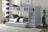 Orion Gray Twin/Twin Step Bunk Bed with Twin Trundle by Homelegance at Eve Furniture