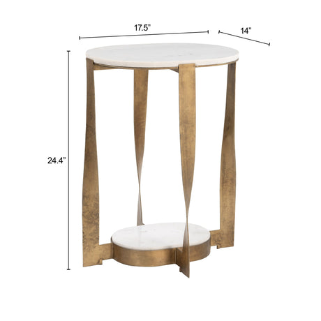 Orion White & Brass Accent Table by Zuomod at Eve Furniture