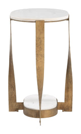 Orion White & Brass Accent Table by Zuomod at Eve Furniture