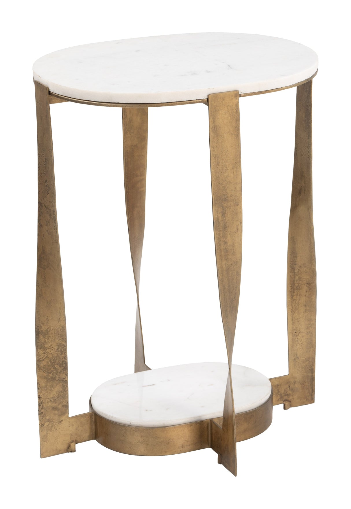 Orion White & Brass Accent Table by Zuomod at Eve Furniture