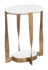 Orion White & Brass Accent Table by Zuomod at Eve Furniture