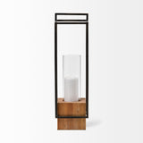 Orionis Large Wood w/ Black Metal Lantern Candle Holder by Mercana at Eve Furniture