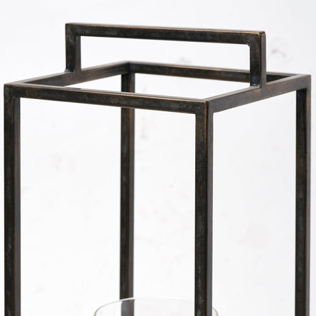 Orionis Large Wood w/ Black Metal Lantern Candle Holder by Mercana at Eve Furniture