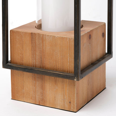 Orionis Large Wood w/ Black Metal Lantern Candle Holder by Mercana at Eve Furniture