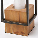 Orionis Large Wood w/ Black Metal Lantern Candle Holder by Mercana at Eve Furniture