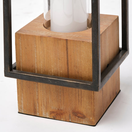 Orionis Large Wood w/ Black Metal Lantern Candle Holder by Mercana at Eve Furniture