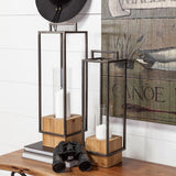 Orionis Large Wood w/ Black Metal Lantern Candle Holder by Mercana at Eve Furniture